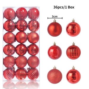 24/36pcs Christmas Ball Christmas Tree Decoration Ornaments for Home Decor Halloween New Year Navidad Pendant Ball Accessories