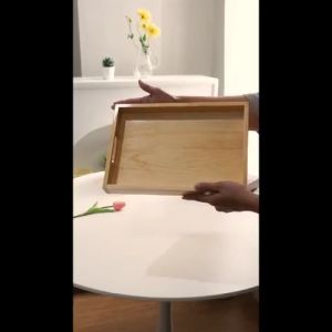 Nampan Kayu Kotak Pinus Estetik Handle Lurus/Wooden Tray/Baki Hantaran Seserahan Tatakan Kayu Aesthetic