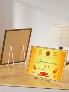 Modern Minimalist Student Award Certificate Display Stand Glass Floor Mounted Iron Frame Storage Organizer for Living Room