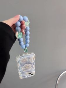 Honor 90 5G Blue Oil Painting Flower With Flower Stand Phone Case Soft Case Anti-drop