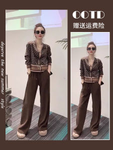 2024 New Autumn Fashion Slimming Professional Casual Style Knitted Wide Leg Pants Two Piece Set for Women Elegant Commute