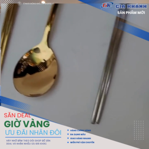bộ muỗng đũa cá nhân Bộ muỗng đũa Inox Hàn Quốc bộ thìa đũa cá nhân Bạc và Màu vàng Inox Sáng Bóng chống rỉ sét cao