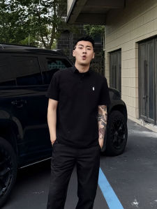 เสื้อโปโลคอปกแขนสั้นผ้าฝ้ายแท้สไตล์ย้อนยุคสไตล์อเมริกันสำหรับผู้ชาย ฤดูร้อน 2025 ทรงหลวม ปกติ ปกติ ปกติ ปกติ ปกติ