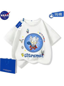NASA Otero Man เสื้อยืดแขนสั้นเด็กฤดูร้อนผ้าฝ้ายแท้ระบายอากาศรูปแบบการ์ตูนแอนิเมชั่นสําหรับเด็กชายและเด็กหญิง