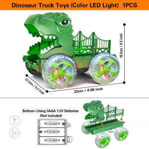 Dinosaur Truck Toys for Kids 3-6 Years Tyrannosaurus Transport Car Carrier TruckLED Color Lights Play Set for Boys and Girls
