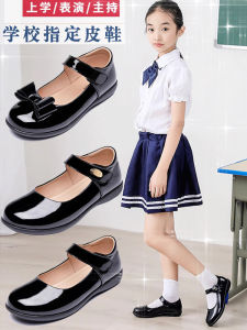 ชุดนักเรียนเด็กผู้หญิง JK น้อยสไตล์ญี่ปุ่นรองเท้าเจ้าหญิงสำหรับพิธีการรองเท้าหนังพื้นนิ่มหนังแท้สีดำสำหรับนักเรียนประถมนักเรียนต้นและการแสดง
