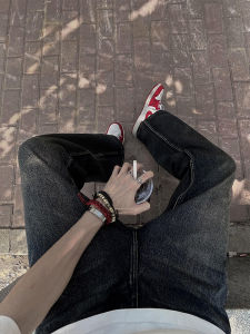 Distressed Washed Straight Fit Mens Jeans