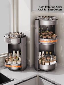 ASCOR | Spice Rack Kitchen Storage Organizer Rotating Tray