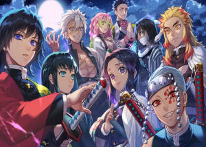 Bandai | Demon Slayer Japan Anime Group Portrait Oil Painting By Numbers Modern Wall Decor for Living Room Bedroom Perfect Gift No Frame