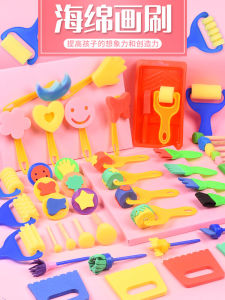 Kids Sponge Paint Brush round Seal Kindergarten Handmade DIY Rubbing Sponge Stick Drawing Set Painting Tools