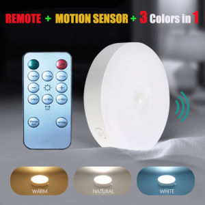 Motion Sensor Light With Remote Control USB Rechargeable Timer Night Light Dimmable LED Lamp Stairs Hallway Cabinet Nightlight