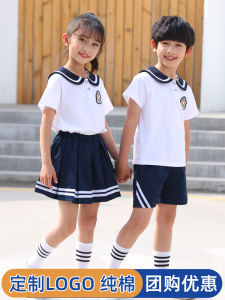 British Style Short Sleeve School Uniform Set for Kindergarten And Primary School Graduation Photo Clothing Cotton Ethnic Costume