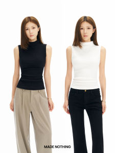 Cotton Stretch Scoop Neck Sleeveless Solid Color Knit Vest
