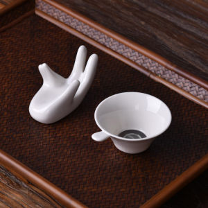 กรองชา ฐานกรองน้ำชารูปมือกวนอิม เซรามิคขาวบริสุทธิ์ 8.5x7x6.2cm