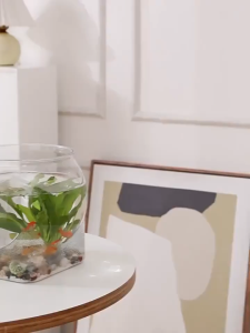 Meilovmao Desktop Round Fish Bowl Transparent PET Aquarium Tank Unbreakable Lightweight Plastic Betta Shrimp Habitat