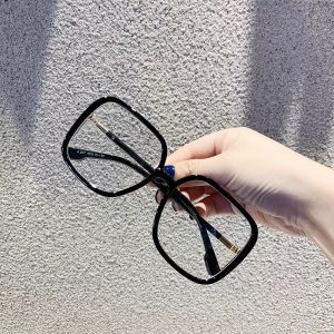 Oversized Black Frame Thick Frame Glasses Female Ins Internet Celebrity Plain Bean Bag Decorative Mirror K-style Slim Looking with Myopia Glasses Rim Glasses Frame