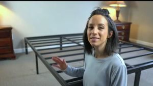 EXINHOME Metal Bed Frame Rental room Single iron bed Removable bed