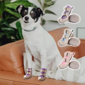 HamshMoc 2PCS Dog Boots Waterproof Fabric Anti Skid Bottom Reflective Small Medium Dogs Outdoor