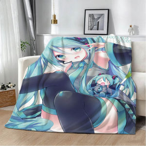 Bandai | H-Hatsune-S Anime Japan Cute Girl N-Miku Flannel Blanket Soft Throw Blanket Art For Home Decor Bedroom Bed Sofa Picnic Fans Gift
