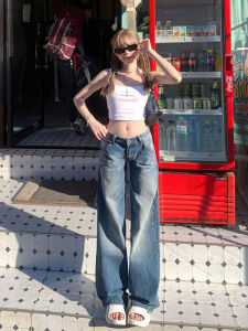 Quần Jeans Denim Ống Rộng Cạp Lows Quần Dài Dài Đến Sàn Cho Nữ Quần Jeans Denim Ôm Vừa Vặn Thời Trang Thu Đông 2025