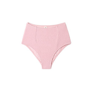 LIMONE | Bikini Phân Loại Dây Ngực Trơn Vải Bong Bóng Nếp Li Đai Cao Màu Xanh