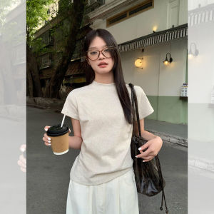 White Short Sleeve T-Shirt Womens Fashionable Korean Style Summer Top Sizing Shoulder Length Creative Letter Print round Neck