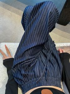 American Retro Striped Wide Leg Pants Womens Summer 2025 Lazy Style High Waist Drapey Straight Casual Floor-Length Pants