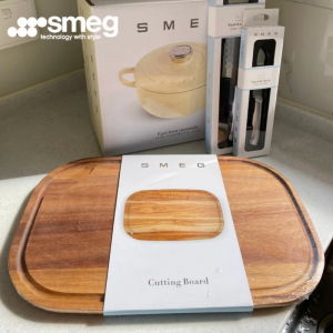 Italian SMEG Solid Wood Cutting Board Chopping Board Double Side Acacia Wood Lacquer-Free Wax-Free