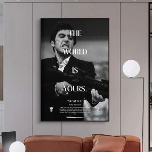 Scarface The World is Yours Classic Movie Posters and Prints  Tony Canvas Painting Wall Art for Living Room Home Decor