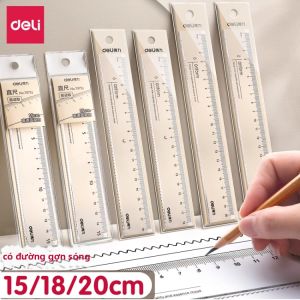 deli | Thước Học Sinh Đa Năng Trong Suốt Viền Gợn Sóng 15-20cm