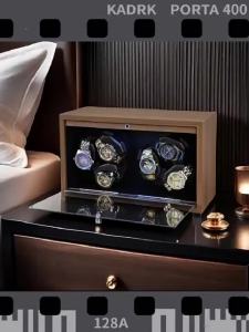 Lorvo 6 Slot Walnut Wood Watch Winder Silent Anti-Magnetic LED Automatic Watch Box