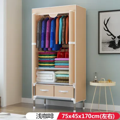 Sturdy Steel Frame Wardrobe Simple Modern Cloth Art Design Thickened Tube Single Person Small Size Easy to Assemble Adult Closet