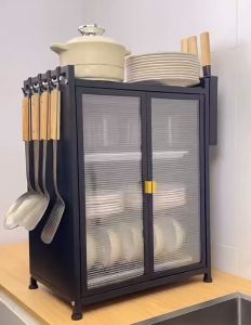 2/3-Tier Dish Rack Cabinet Organizer Dish Cabinet Countertop Storage Kitchen Rack Organizer