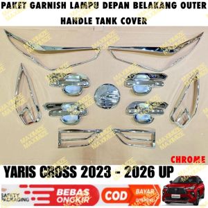 Paket Yaris Cross 2023 2024 2025 Garnish Depan Belakang Outer Handle Tank Cover Hitam Chrome Carbon