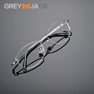 Grey Jack Frame Kacamata Model Kotak Bahan Metal Ringan Stylish Pria dan Wanita Fashionble Bisa Minus Antiradiasi Bluecromic New 34578