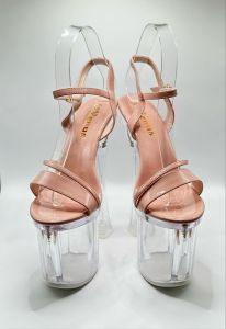 Elegant Pageant Glass Heels 7inches Nude and Black color available size 35-40