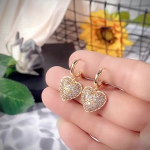 Huitan 2Pcs/Set Womens Heart Jewelry Set Pave CZ Love Earrings and Pendant Necklace Elegant Bridal Wedding Accessories for Her