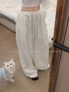 Miss Li Straight Leg Pants Slimming Washed Cotton Linen Wide Leg Casual Trousers for Women Summer Season Casual Pants