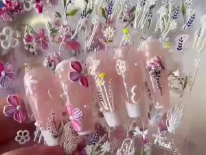 Green Flowers Leaf Nail Stickers 5D Ins Style Green Plant Y2k Nail Decor Camellia Nail Decor High-Quality Self-Adhesive Stickers