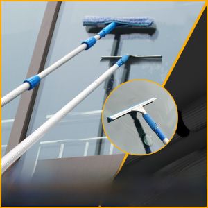 Glass Squeegee Telescopic Rod Cleaning Glass Wiper Blade High-Altitude Washing Window Exterior Wall Cleaning Tool For Home Cleaning