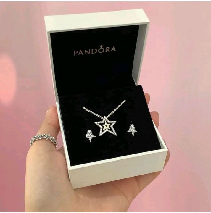 NEW 100% Authentic PANDORA 925 Pavé Asymmetric Star Collier Necklace  390020C01 | eBay