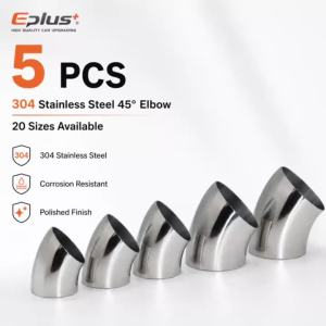 5 Cái Ống Nối Khuỷu 45 Độ Bằng Thép Không Gỉ 304 Đánh Bóng Hàn Liền Đa Năng Dùng Cho Độ Chế Ống Xả Xe Hơi