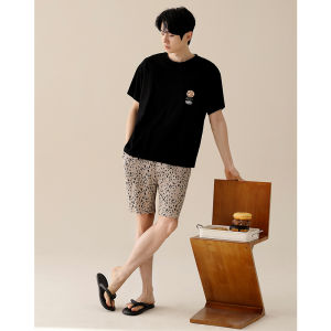 Summer Pure Cotton Thin Short Sleeve Shorts Sleepwear Set
