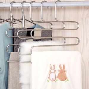 S-Type Stainless Steel Multi-Layer Floor Pant Rack Multifunctional Pants Rack Pant Rack Storage Multi-Layer Pants Rack Pant Rack Multi-Functional Five-Layer Hanger