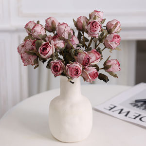 Vintage Bubble Rose Bouquet Multi-Head Small Roses High-End Artificial Dried Flowers Living Room Decor Faux Flower Arrangement