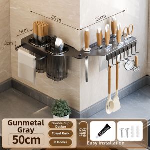 Wall-mounted Knife Rack No Drilling Foldable Rotatable
