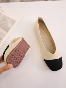 รองเท้าส้นแบนถักแบบสวมสบายสำหรับผู้หญิง รองเท้าส้นแบนแบบสวมสบายสไตล์ฝรั่งเศสสำหรับฤดูร้อนปี 2025 รองเท้าผ้าปักสไตล์ปักกิ่งแบบสวมสบาย