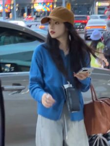 YUFUQING | Blue Long Sleeve Open Cardigan Coat Women Loose Personality Match Hat Sweatshirt Trendy Early Autumn New Style Commute Style