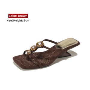 MIFEI | Glitter Embroidered Toe Post Wedge Sandals