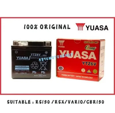 100% ORIGINAL YUASA BATTERY YTZ6V BATTERY KERING YTZ6 HONDA RS150 RSX150 CBR150 VARIO150 12V 5AH/10HR STANDARD